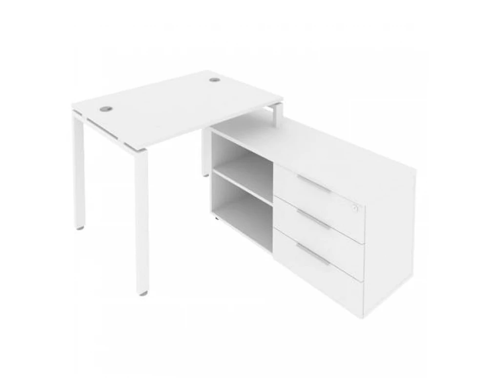 Рабочая станция на П-образном м/к с опорной тумбой правая 110x152x75 Metal System