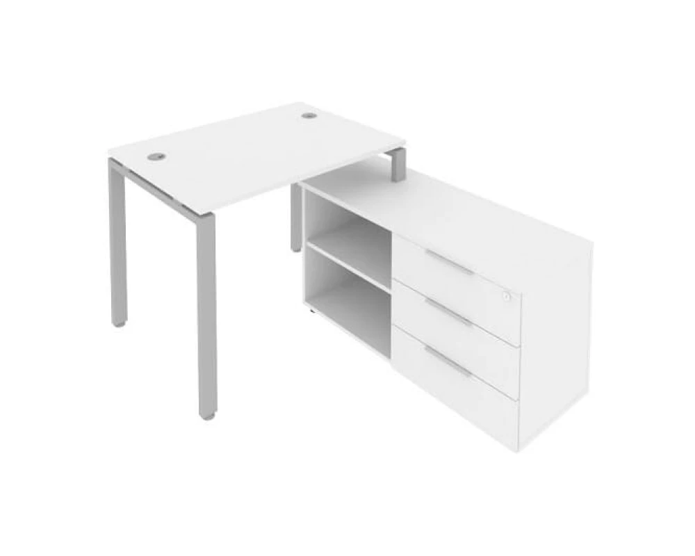 Рабочая станция на П-образном м/к с опорной тумбой правая 110x152x75 Metal System