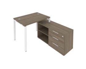 Рабочая станция на П-образном м/к с опорной тумбой правая 110x152x75 Metal System images