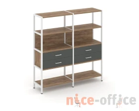 Двухсекционный стеллаж четырехярусный с ящиками 1590х400х1613 Шелф Систем / Shelf System images