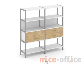Двухсекционный стеллаж четырехярусный с ящиками 1590х400х1613 Шелф Систем / Shelf System images