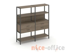 Двухсекционный стеллаж четырехярусный с ящиками 1590х400х1613 Шелф Систем / Shelf System images