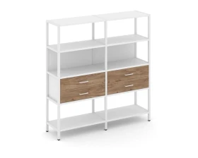 Двухсекционный стеллаж четырехярусный с ящиками 1590х400х1613 Шелф Систем / Shelf System images