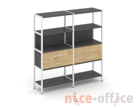 Двухсекционный стеллаж четырехярусный с ящиками 1590х400х1613 Шелф Систем / Shelf System images