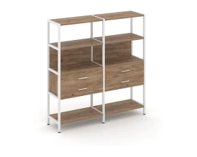 Двухсекционный стеллаж четырехярусный с ящиками 1590х400х1613 Шелф Систем / Shelf System images