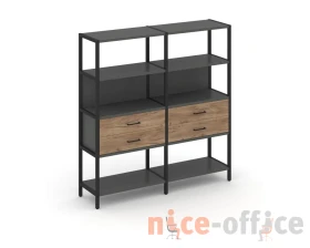 Двухсекционный стеллаж четырехярусный с ящиками 1590х400х1613 Шелф Систем / Shelf System images