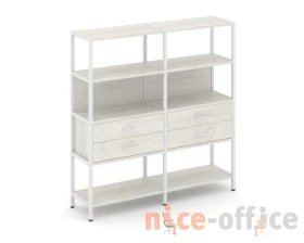 Двухсекционный стеллаж четырехярусный с ящиками 1590х400х1613 Шелф Систем / Shelf System images