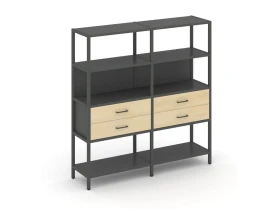 Двухсекционный стеллаж четырехярусный с ящиками 1590х400х1613 Шелф Систем / Shelf System images