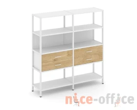 Двухсекционный стеллаж четырехярусный с ящиками 1590х400х1613 Шелф Систем / Shelf System images