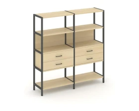 Двухсекционный стеллаж четырехярусный с ящиками 1590х400х1613 Шелф Систем / Shelf System images