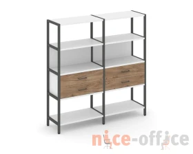 Двухсекционный стеллаж четырехярусный с ящиками 1590х400х1613 Шелф Систем / Shelf System images