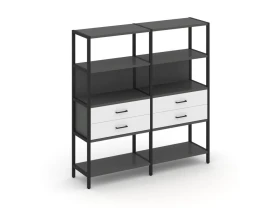 Двухсекционный стеллаж четырехярусный с ящиками 1590х400х1613 Шелф Систем / Shelf System images