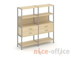 Двухсекционный стеллаж четырехярусный с ящиками 1590х400х1613 Шелф Систем / Shelf System images