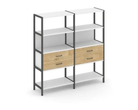Двухсекционный стеллаж четырехярусный с ящиками 1590х400х1613 Шелф Систем / Shelf System images