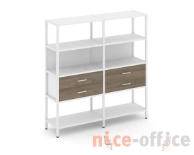 Двухсекционный стеллаж четырехярусный с ящиками 1590х400х1613 Шелф Систем / Shelf System images