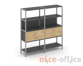 Двухсекционный стеллаж четырехярусный с ящиками 1590х400х1613 Шелф Систем / Shelf System images