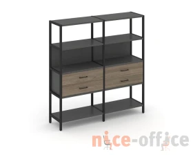 Двухсекционный стеллаж четырехярусный с ящиками 1590х400х1613 Шелф Систем / Shelf System images