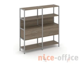 Двухсекционный стеллаж четырехярусный с ящиками 1590х400х1613 Шелф Систем / Shelf System images