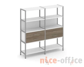 Двухсекционный стеллаж четырехярусный с ящиками 1590х400х1613 Шелф Систем / Shelf System images