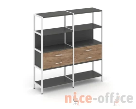 Двухсекционный стеллаж четырехярусный с ящиками 1590х400х1613 Шелф Систем / Shelf System images