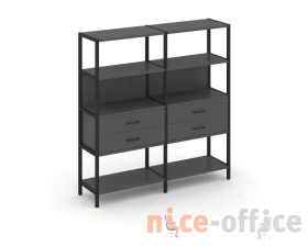 Двухсекционный стеллаж четырехярусный с ящиками 1590х400х1613 Шелф Систем / Shelf System images