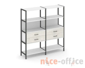 Двухсекционный стеллаж четырехярусный с ящиками 1590х400х1613 Шелф Систем / Shelf System images