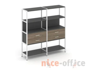 Двухсекционный стеллаж четырехярусный с ящиками 1590х400х1613 Шелф Систем / Shelf System images