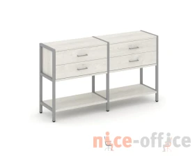 Двухсекционный стеллаж двухярусный с ящиками 1590х400х879 Шелф Систем / Shelf System images