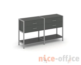 Двухсекционный стеллаж двухярусный с ящиками 1590х400х879 Шелф Систем / Shelf System images