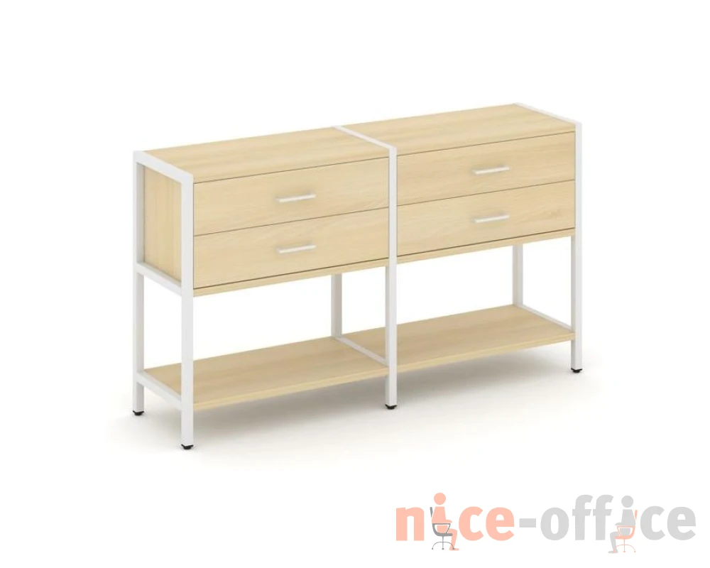 Двухсекционный стеллаж двухярусный с ящиками 1590х400х879 Шелф Систем / Shelf System