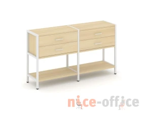 Двухсекционный стеллаж двухярусный с ящиками 1590х400х879 Шелф Систем / Shelf System images
