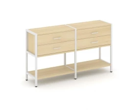 Двухсекционный стеллаж двухярусный с ящиками 1590х400х879 Shelf System images