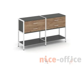 Двухсекционный стеллаж двухярусный с ящиками 1590х400х879 Шелф Систем / Shelf System images