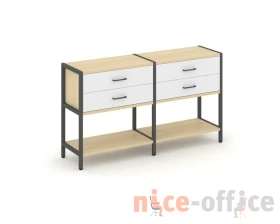Двухсекционный стеллаж двухярусный с ящиками 1590х400х879 Шелф Систем / Shelf System images