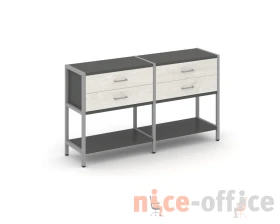 Двухсекционный стеллаж двухярусный с ящиками 1590х400х879 Шелф Систем / Shelf System images