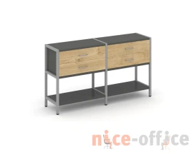 Двухсекционный стеллаж двухярусный с ящиками 1590х400х879 Шелф Систем / Shelf System images