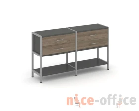Двухсекционный стеллаж двухярусный с ящиками 1590х400х879 Шелф Систем / Shelf System images