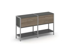 Двухсекционный стеллаж двухярусный с ящиками 1590х400х879 Shelf System images