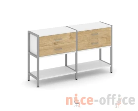 Двухсекционный стеллаж двухярусный с ящиками 1590х400х879 Шелф Систем / Shelf System images