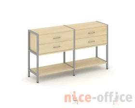 Двухсекционный стеллаж двухярусный с ящиками 1590х400х879 Шелф Систем / Shelf System images