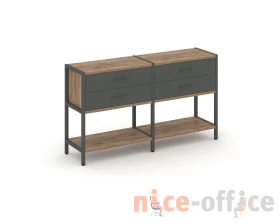 Двухсекционный стеллаж двухярусный с ящиками 1590х400х879 Шелф Систем / Shelf System images