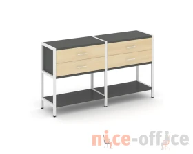 Двухсекционный стеллаж двухярусный с ящиками 1590х400х879 Шелф Систем / Shelf System images