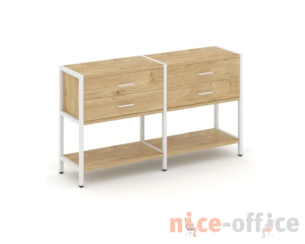 Двухсекционный стеллаж двухярусный с ящиками 1590х400х879 Шелф Систем / Shelf System