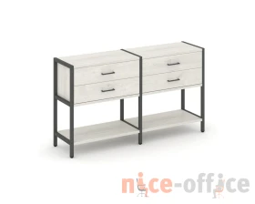 Двухсекционный стеллаж двухярусный с ящиками 1590х400х879 Шелф Систем / Shelf System images