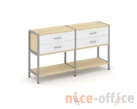 Двухсекционный стеллаж двухярусный с ящиками 1590х400х879 Шелф Систем / Shelf System images