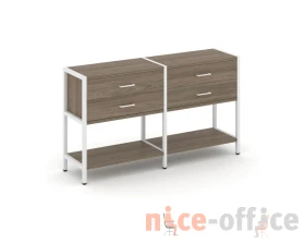 Двухсекционный стеллаж двухярусный с ящиками 1590х400х879 Шелф Систем / Shelf System images