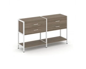 Двухсекционный стеллаж двухярусный с ящиками 1590х400х879 Shelf System images