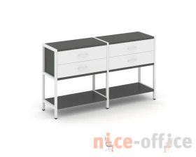 Двухсекционный стеллаж двухярусный с ящиками 1590х400х879 Шелф Систем / Shelf System images