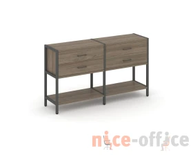 Двухсекционный стеллаж двухярусный с ящиками 1590х400х879 Шелф Систем / Shelf System images