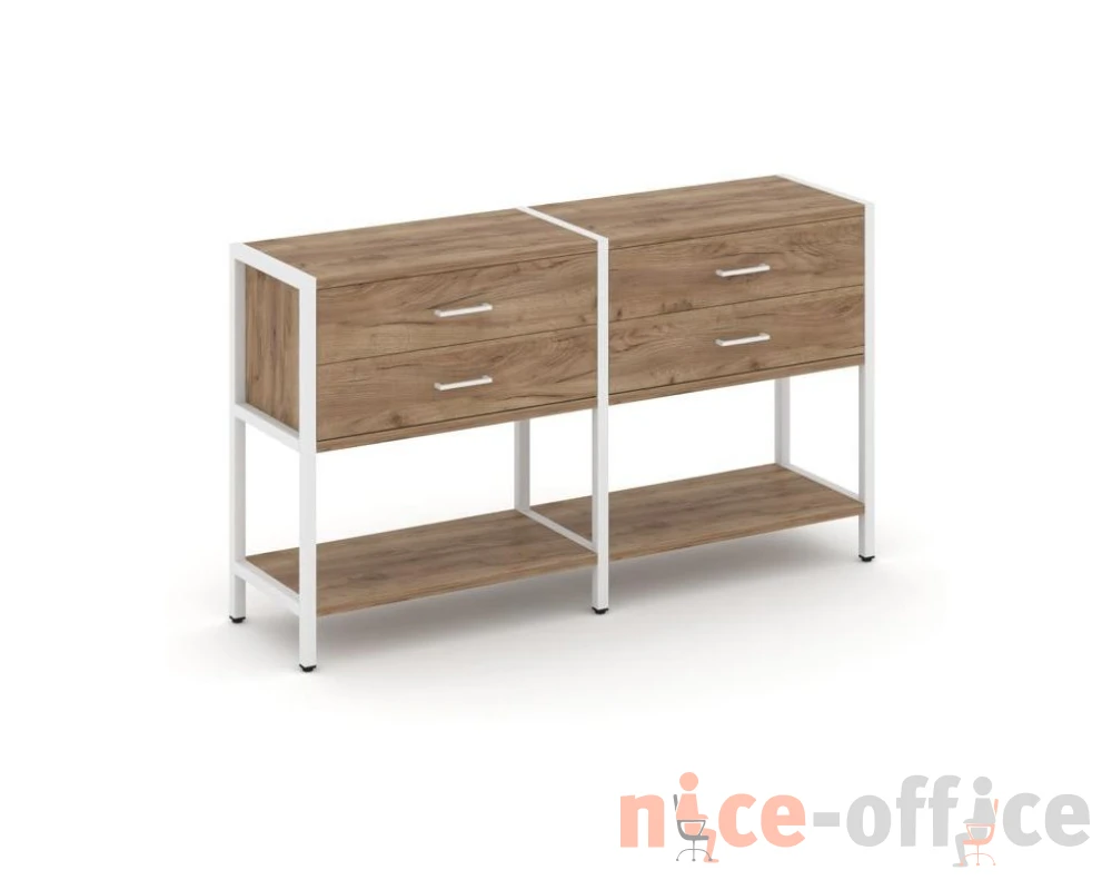 Двухсекционный стеллаж двухярусный с ящиками 1590х400х879 Шелф Систем / Shelf System